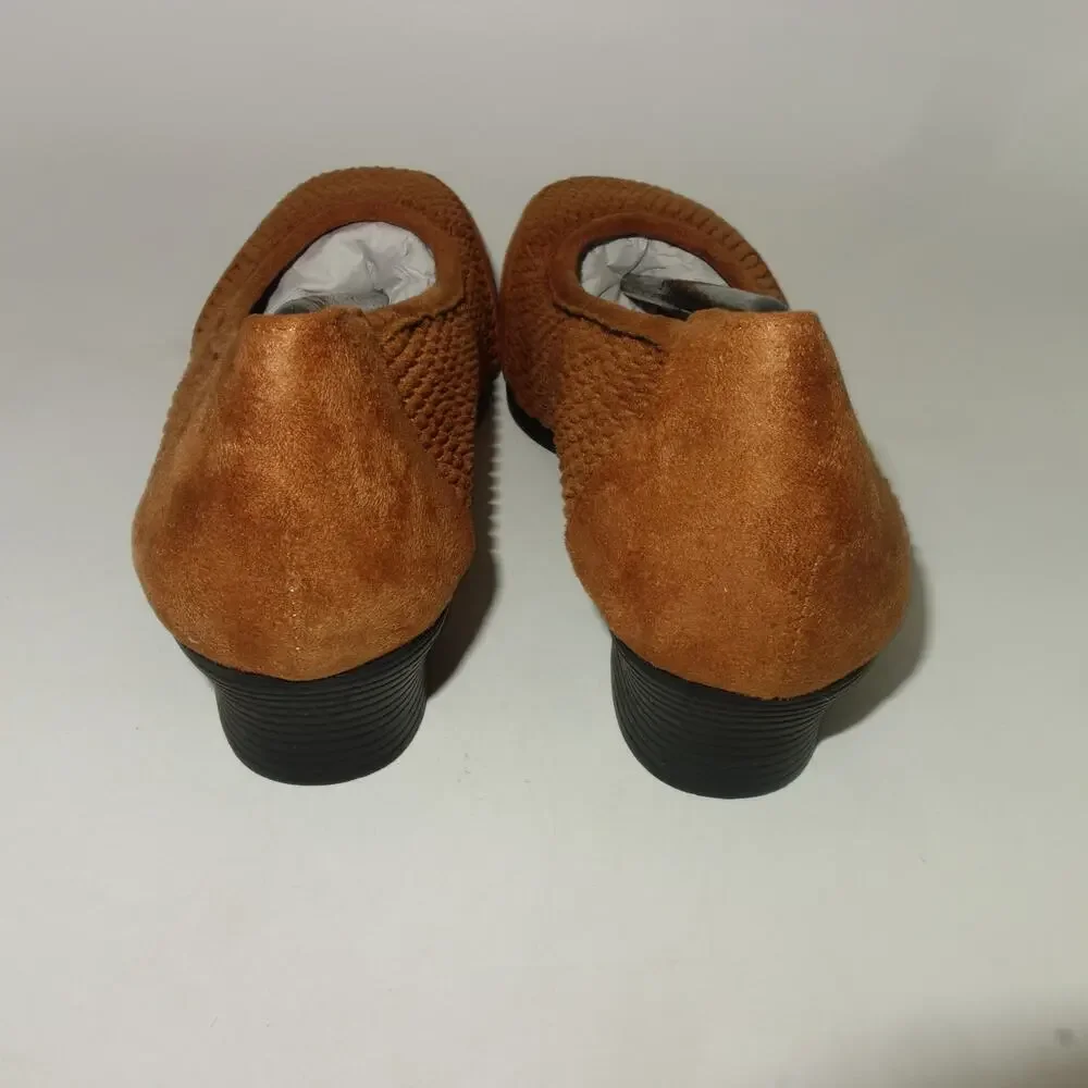 Comfort-well Beacon Stretch-n-Form Pumps Brown Square Medium Heel Shoes 7W